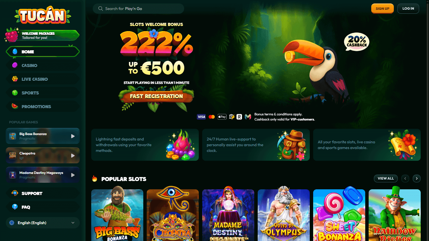 Tucan Casino Skärmdump för dator