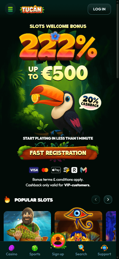 Tucan Casino Screenshot per mobile